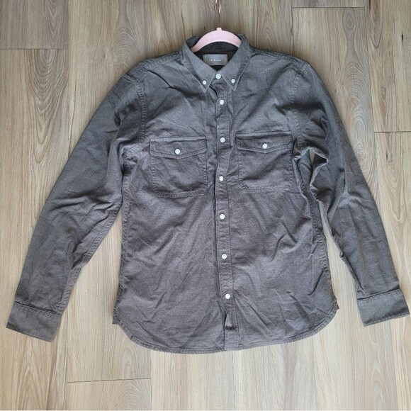 NWOT Everlane Men's Gray Olive Button Down Flannel Long Sleeve Shirt Size Medium - Picture 3 of 7